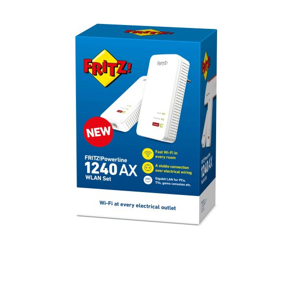 FRITZ!Powerline 1240 AX WLAN Set 1200 Mbit/s Ethernet LAN Wifi Wit 2 stuk(s) (20003038)