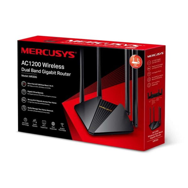 Mercusys MR30G draadloze router Gigabit Ethernet Dual-band (2.4 GHz / 5 GHz) Zwart (MR30G) Mercusys MR30G draadloze router Gigabit Ethernet Dual-band (2.4 GHz / 5 GHz) Zwart (MR30G)