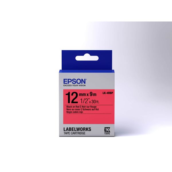 Epson Pastel Tape- LK-4RBP Pastel Blk/Red 12/9 (C53S654007)