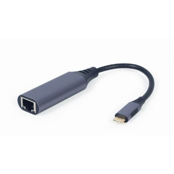 Gembird A-USB3C-LAN-01 interface hub USB 3.2 Gen 1 (3.1 Gen 1) Type-C 1000 Mbit/s Zwart, Grijs (A-USB3C-LAN-01)