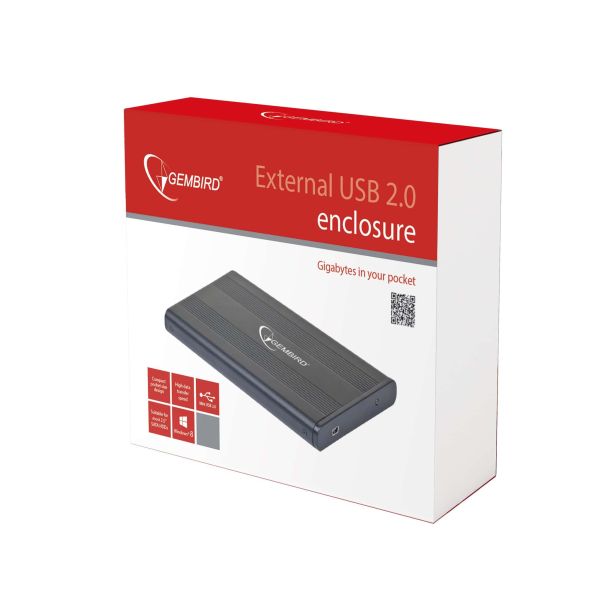 Gembird EE2-U2S-5 behuizing voor opslagstations HDD-behuizing Zwart 2.5 (EE2-U2S-5)