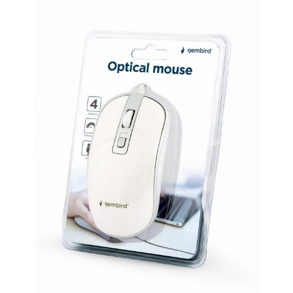 Gembird MUS-4B-06-WS muis Ambidextrous USB Type-A Optisch 1200 DPI (MUS-4B-06-WS)