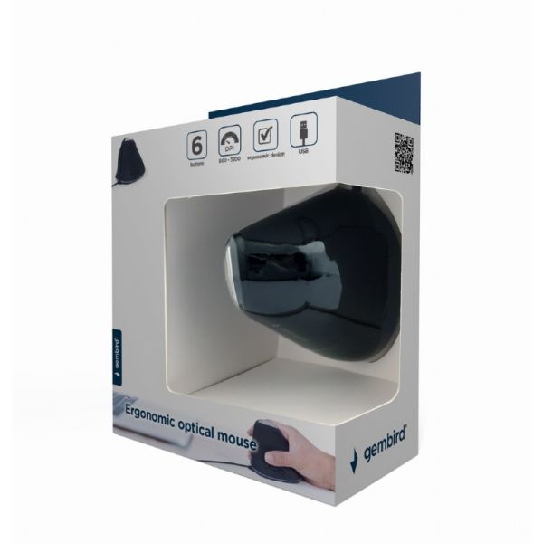 Gembird MUS-ERGO-03 muis Rechtshandig USB Type-A Optisch 3200 DPI (MUS-ERGO-03)