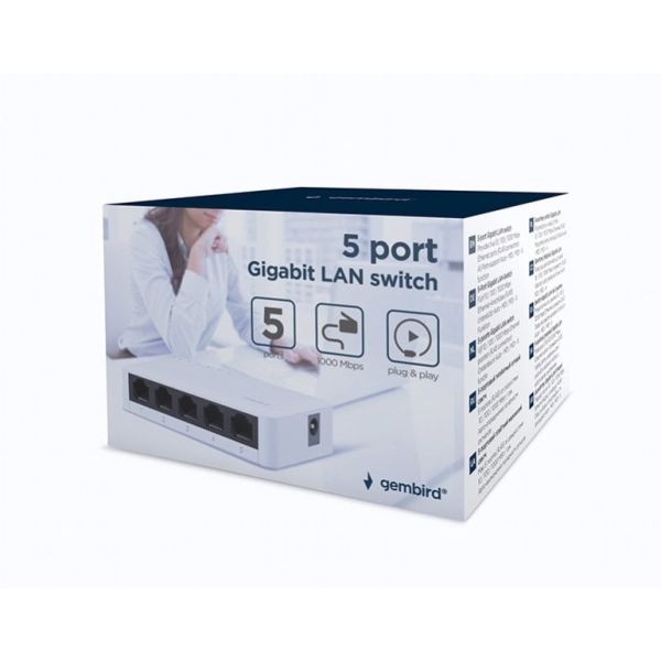Gembird NSW-G5-01 netwerk-switch Unmanaged Gigabit Ethernet (10/100/1000) Wit (NSW-G5-01)