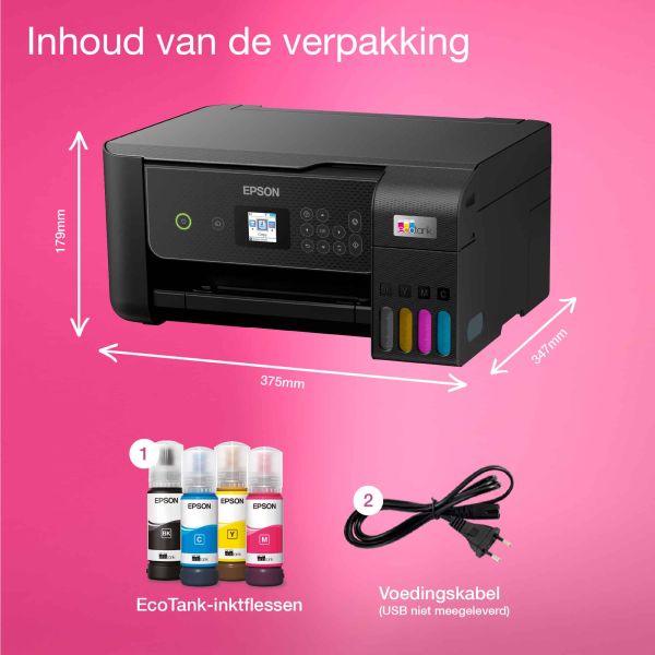 Epson EcoTank ET-2870 A4 multifunctionele Wi-Fi-printer met inkttank, inclusief tot 3 jaar inkt (C11CJ66421)