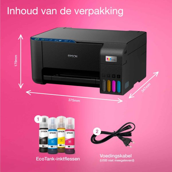 Epson EcoTank ET-2861 A4 multifunctionele Wi-Fi-printer met inkttank, inclusief tot 3 jaar inkt (C11CJ67429) Epson EcoTank ET-2861 A4 multifunctionele Wi-Fi-printer met inkttank, inclusief tot 3 jaar inkt (C11CJ67429)