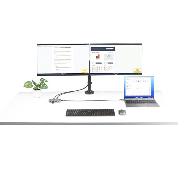 StarTech.com USB-C Triple Monitor Multiport Adapter, Dual 4K 60Hz + 4K 30Hz HDMI & DisplayPort, 3-Port USB Hub, 10Gbps, 100W PD Pass-Through, GbE, Travel Dock, Windows & ChromeOS (117B-USBC-MULTIPORT)
