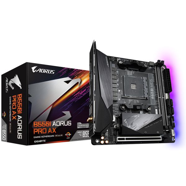 Gigabyte B550I AORUS PRO AX moederbord AMD B550 Socket AM4 mini ITX (B550I AORUS PRO AX) Gigabyte B550I AORUS PRO AX moederbord AMD B550 Socket AM4 mini ITX (B550I AORUS PRO AX)