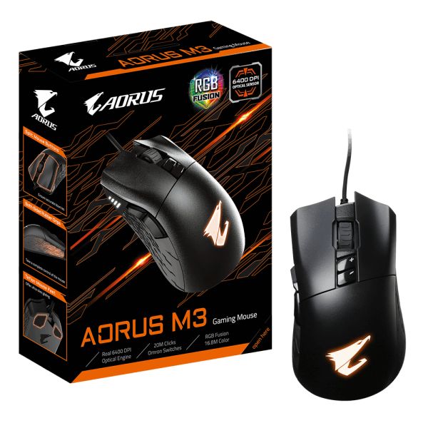Gigabyte AORUS M3 muis Gamen Rechtshandig USB Type-A Optisch 6400 DPI (GM-AORUS M3)