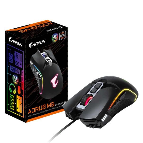 GIGABYTE AORUS M5 muis Gamen Rechtshandig USB Type-A Optisch 16000 DPI (GM-AORUS M5)