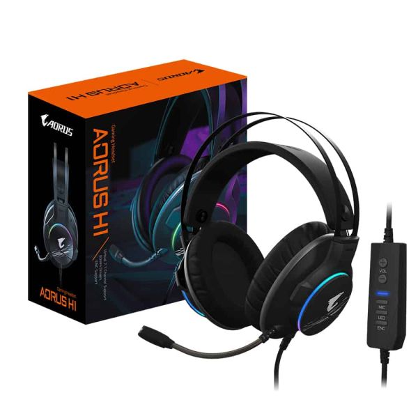 Gigabyte AORUS H1 hoofdtelefoon/headset Hoofdtelefoons Bedraad Hoofdband Gamen USB Type-A Zwart (GP-AORUS H1)