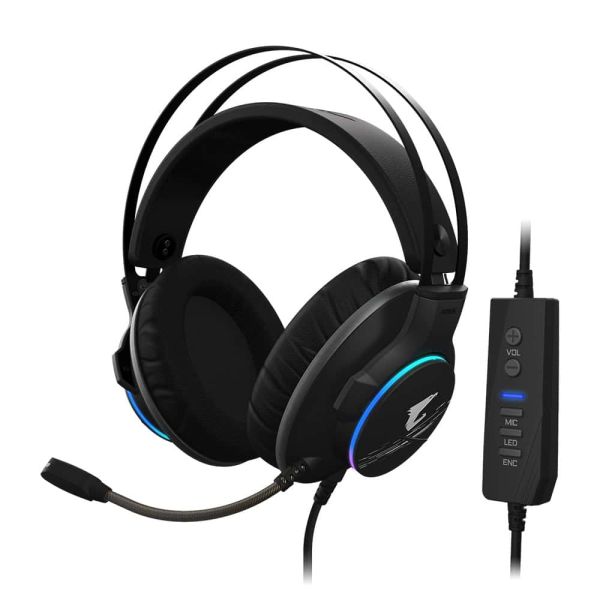 Gigabyte AORUS H1 hoofdtelefoon/headset Hoofdtelefoons Bedraad Hoofdband Gamen USB Type-A Zwart (GP-AORUS H1)