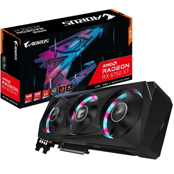Gigabyte AORUS Radeon RX 6750 XT ELITE 12G AMD 12 GB GDDR6 (GV-R675XTAORUS E-12GD)