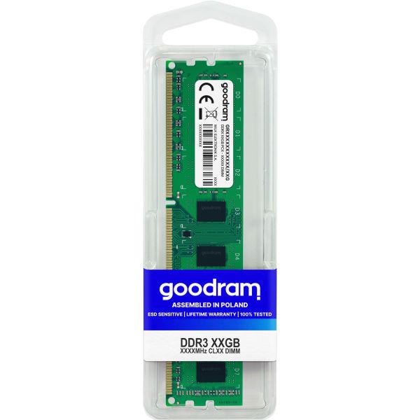 Goodram GR1600D364L11/8G geheugenmodule 8 GB 1 x 8 GB DDR3 1600 MHz (GR1600D364L11/8G) Goodram GR1600D364L11/8G geheugenmodule 8 GB 1 x 8 GB DDR3 1600 MHz (GR1600D364L11/8G)