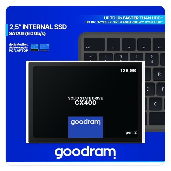 Goodram CX400 gen.2 128 GB 2.5" SATA III 3D TLC NAND (SSDPR-CX400-128-G2)