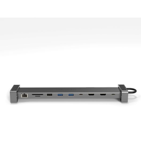 Origin Storage Travel Dock USB C 10in1 with dual HDMI 4k 60HZ Bedraad USB 3.2 Gen 1 (3.1 Gen 1) Type-A + Type-C Grijs (OSDOCK-TD9-1)