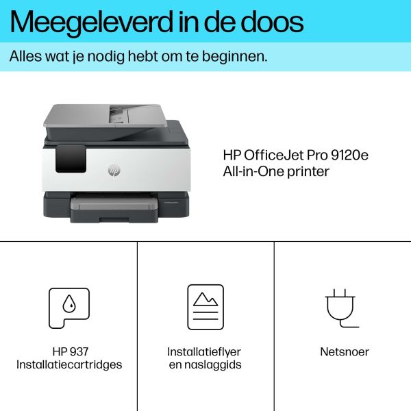 HP OfficeJet Pro HP 9120e All-in-One printer, Kleur, Printer voor Kleine en middelgrote ondernemingen, Printen, kopiëren, scannen, faxen, HP+; geschikt voor HP Instant Ink; printen vanaf telefoon of tablet; touchscreen; Smart Advance Scan; instant papier;