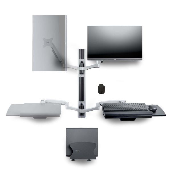 StarTech.com Wandmonteerbare Zit-Sta Werkplek, VESA-Beugel Voor 32" Scherm (10kg), Volledig Scharnierende Monitorarm & Toetsenbordhouder (2PASTSC-WALL-MOUNT)