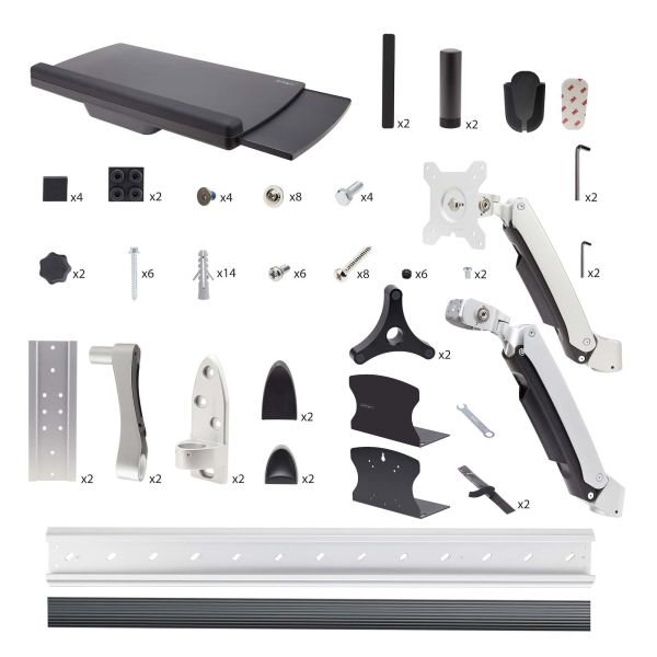 StarTech.com Wandmonteerbare Zit-Sta Werkplek, VESA-Beugel Voor 32" Scherm (10kg), Volledig Scharnierende Monitorarm & Toetsenbordhouder (2PASTSC-WALL-MOUNT)