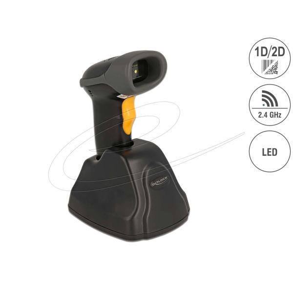 DELOCK 2,4 GHz Barcode Scanner 1D und 2D mit Ladestation (90550)