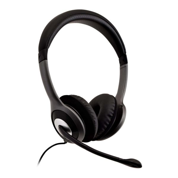 V7 HU521-2EP hoofdtelefoon/headset Bedraad Hoofdband Kantoor/callcenter Zwart, Zilver (PM45A10000030300)