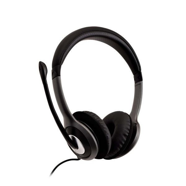 V7 HU521-2EP hoofdtelefoon/headset Bedraad Hoofdband Kantoor/callcenter Zwart, Zilver (PM45A10000030300)