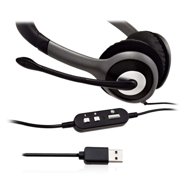 V7 HU521-2EP hoofdtelefoon/headset Bedraad Hoofdband Kantoor/callcenter Zwart, Zilver (PM45A10000030300)
