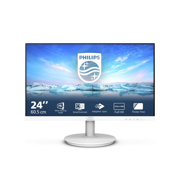 Philips V Line 241V8AW/00 computer monitor 60,5 cm (23.8") 1920 x 1080 Pixels Full HD LCD Wit (241V8AW/00)