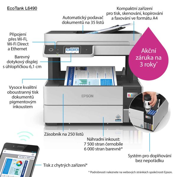 Epson EcoTank L6490 Inkjet A4 4800 x 1200 DPI 37 ppm Wifi (C11CJ88403)