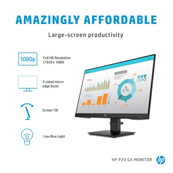 HP P-Series P24 G4 60,5 cm (23.8") 1920 x 1080 Pixels Full HD (1A7E5AA#ABB)