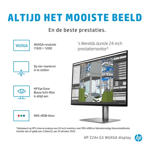 HP Z24n G3 computer monitor 61 cm (24") 1920 x 1200 Pixels WUXGA LED Zilver (1C4Z5AA)