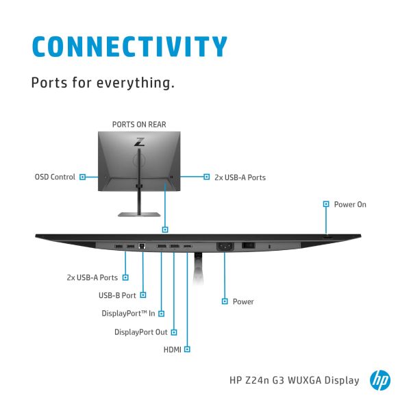 HP Z24n G3 computer monitor 61 cm (24") 1920 x 1200 Pixels WUXGA LED Zilver (1C4Z5AA)