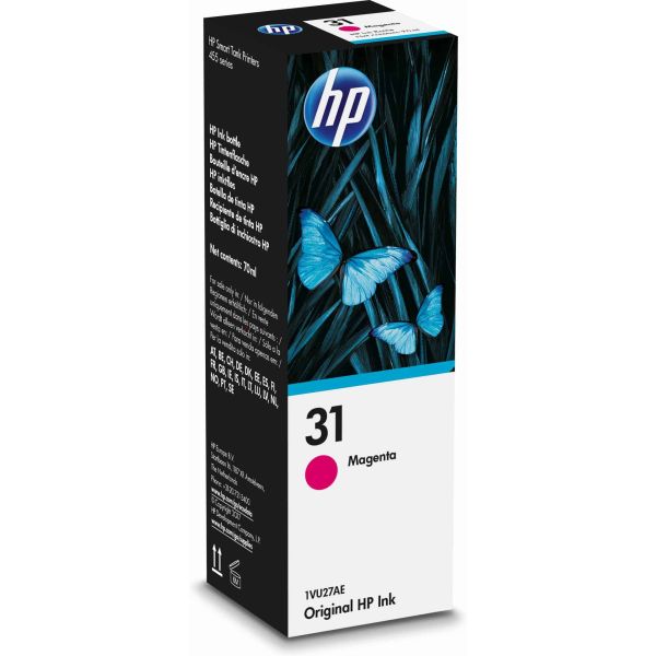 HP 31 70-ml Magenta Original Ink Bottle Origineel (1VU27AE) HP 31 70-ml Magenta Original Ink Bottle Origineel (1VU27AE)