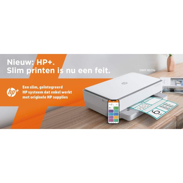 HP ENVY HP 6020e All-in-One printer, Kleur, Printer voor Thuis en thuiskantoor, Printen, kopiëren, scannen, Draadloos; HP+; Geschikt voor HP Instant Ink; Printen vanaf een telefoon of tablet (223N4B)