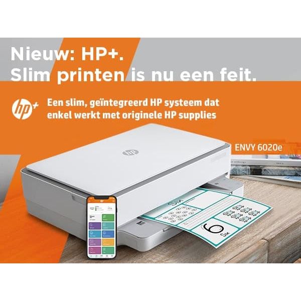 HP ENVY HP 6020e All-in-One printer, Kleur, Printer voor Thuis en thuiskantoor, Printen, kopiëren, scannen, Draadloos; HP+; Geschikt voor HP Instant Ink; Printen vanaf een telefoon of tablet (223N4B#629)