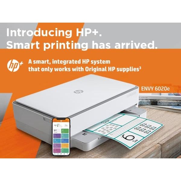 HP ENVY HP 6020e All-in-One printer, Kleur, Printer voor Thuis en thuiskantoor, Printen, kopiëren, scannen, Draadloos; HP+; Geschikt voor HP Instant Ink; Printen vanaf een telefoon of tablet (223N4B#629)