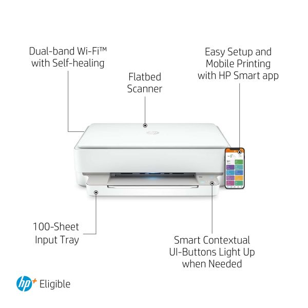 HP ENVY HP 6022e All-in-One printer, Thuis en thuiskantoor, Printen, kopiëren, scannen, Draadloos; HP+; Geschikt voor HP Instant Ink; Printen vanaf een telefoon of tablet (223N5B#629)