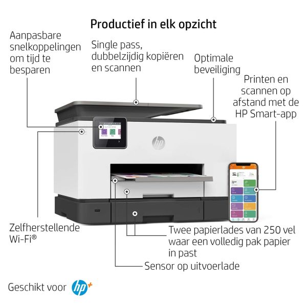 HP OfficeJet Pro HP 9022e All-in-One-printer, Kleur, Printer voor Kleine kantoren, Printen, kopiëren, scannen, faxen, HP+; Geschikt voor HP Instant Ink; Automatische documentinvoer; Dubbelzijdig printen (226Y0B#629)