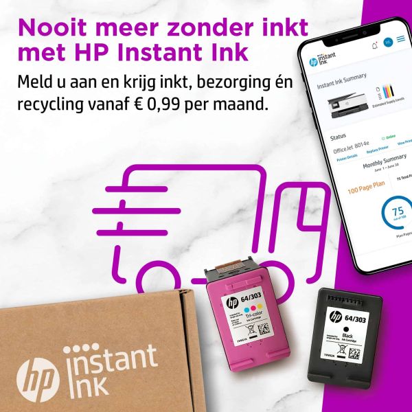 HP OfficeJet HP 8014e All-in-One-printer, Kleur, Printer voor Home, Printen, kopiëren, scannen, HP+; Geschikt voor HP Instant Ink; Automatische documentinvoer; Dubbelzijdig afdrukken (228G0B#629)