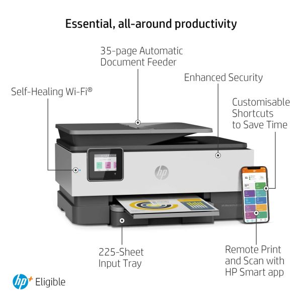 HP OfficeJet Pro HP 8022e All-in-One-printer, Kleur, Printer voor Home, Printen, kopiëren, scannen, faxen, HP+; Geschikt voor HP Instant Ink; Automatische documentinvoer; Dubbelzijdig afdrukken (229W7B#629)