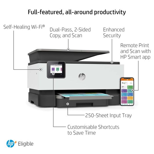 HP OfficeJet Pro HP 9012e All-in-One-printer, Kleur, Printer voor Kleine kantoren, Printen, kopiëren, scannen, faxen, HP+; Geschikt voor HP Instant Ink; Automatische documentinvoer; Dubbelzijdig printen (22A55B#629)