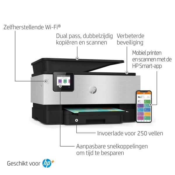 HP OfficeJet Pro HP 9019e All-in-One-printer, Kleur, Printer voor Kleine kantoren, Printen, kopiëren, scannen, faxen, HP+; Geschikt voor HP Instant Ink; Automatische documentinvoer; Dubbelzijdig printen (22A59B#629)