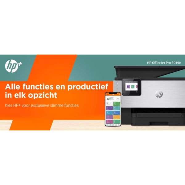 HP OfficeJet Pro HP 9019e All-in-One-printer, Kleur, Printer voor Kleine kantoren, Printen, kopiëren, scannen, faxen, HP+; Geschikt voor HP Instant Ink; Automatische documentinvoer; Dubbelzijdig printen (22A59B#629)