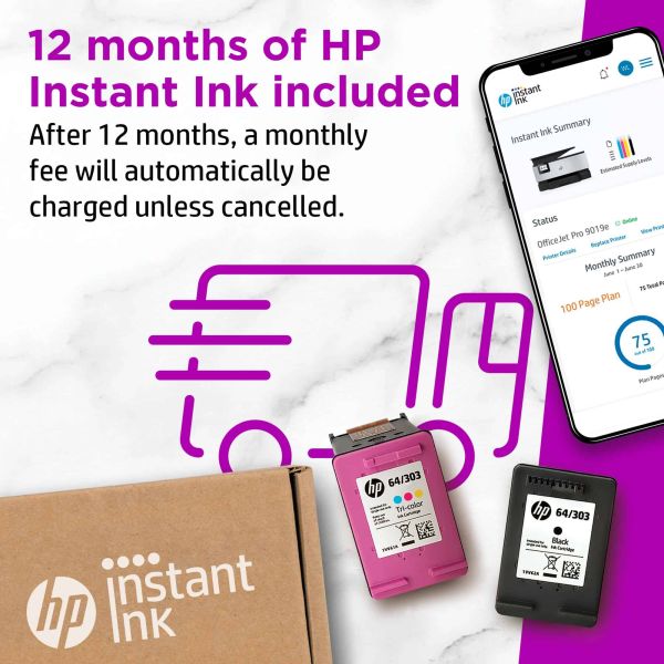 HP OfficeJet Pro HP 9019e All-in-One-printer, Kleur, Printer voor Kleine kantoren, Printen, kopiëren, scannen, faxen, HP+; Geschikt voor HP Instant Ink; Automatische documentinvoer; Dubbelzijdig printen (22A59B#629)