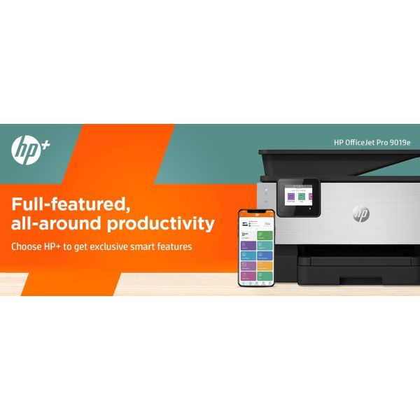 HP OfficeJet Pro HP 9019e All-in-One-printer, Kleur, Printer voor Kleine kantoren, Printen, kopiëren, scannen, faxen, HP+; Geschikt voor HP Instant Ink; Automatische documentinvoer; Dubbelzijdig printen (22A59B#629)