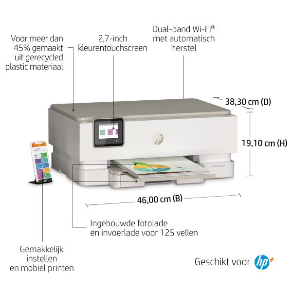 HP ENVY HP Inspire 7220e All-in-One printer, Kleur, Printer voor Home, Printen, kopiëren, scannen, Draadloos; HP+; Geschikt voor HP Instant Ink; Scan naar pdf (242P6B)