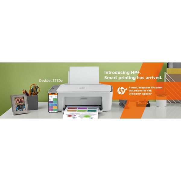 HP DeskJet HP 2720e All-in-One printer, Kleur, Printer voor Home, Printen, kopiëren, scannen, Draadloos; HP+; Geschikt voor HP Instant Ink; Printen vanaf een telefoon of tablet (26K67B#629)