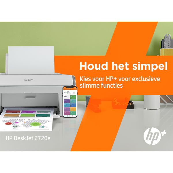 HP DeskJet 2720e Draadloos All-in-One Kleur Printer, Instant Ink; Kopieerapparaat, scanner (26K67B#629)