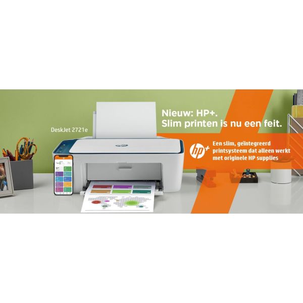 HP HP Deskjet 2721e All-in-One printer, Kleur, Printer voor Home, Printen, kopiëren, scannen, Draadloos; HP+; Geschikt voor HP Instant Ink; Printen vanaf een telefoon of tablet (26K68B#629)