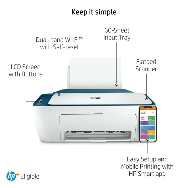 HP HP Deskjet 2721e All-in-One printer, Kleur, Printer voor Home, Printen, kopiëren, scannen, Draadloos; HP+; Geschikt voor HP Instant Ink; Printen vanaf een telefoon of tablet (26K68B#629)